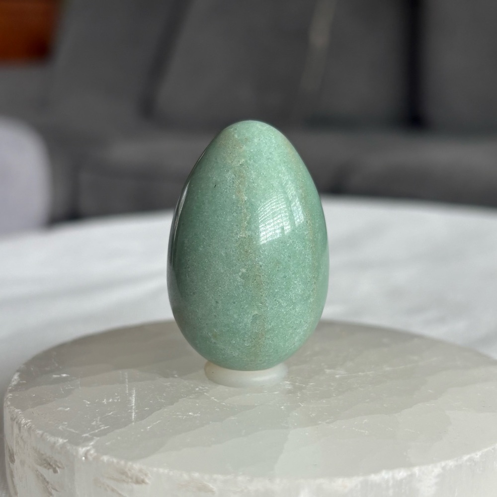 Green aventurine crystal egg carving